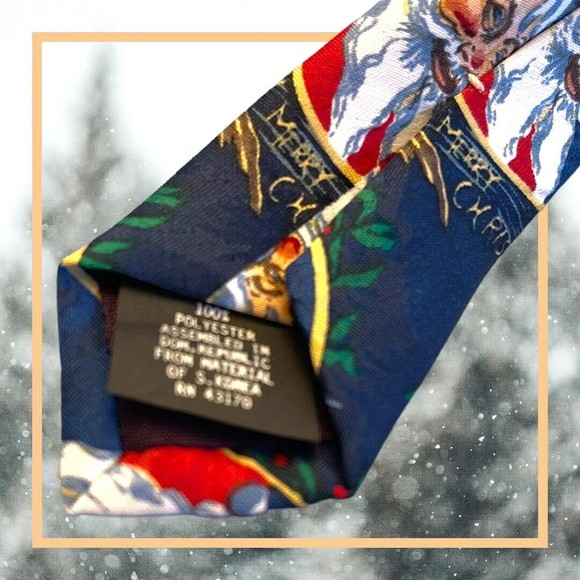 SANTA CLAUS Tie by Jingle Bells ~ MERRY CHRISTMAS Keith Daniels Design BLUE *NWT - Picture 6 of 7